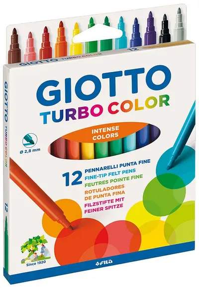 Pixuri cu pâslă Giotto Turbo - Lavabil, 12 culori
