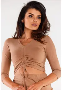 Bluza dama - Bumbac - Bej - cu maneca lunga