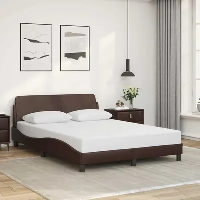 vidaXL Cadru de pat, Dover, maro, 140x190 cm, piele ecologică
