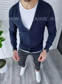 Bluza barbati bleumarin slim fit A6268 D8-1