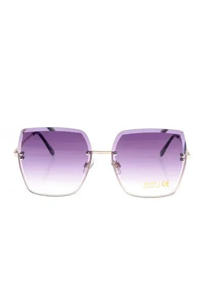 Ochelari de soare oversized - lentile degrade mov - ramă metalică aurie