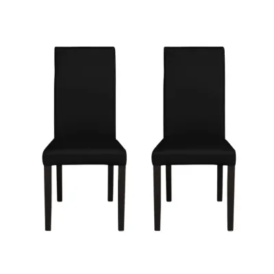 Set 2 scaune living TEO, picioare lemn wenge, piele ecologica negru, 46x60x98 cm