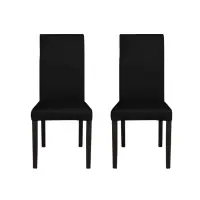 Set 2 scaune living TEO, picioare lemn wenge, piele ecologica negru, 46x60x98 cm