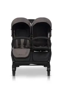 Carucior pentru gemeni 2 in 1, Euro Cart Doblo Taupe, cu Landouri, pliabil, cu suspensii, spatar reglabil, copertina reglabila si accesorii incluse, greutate maxim admisa 22 kg