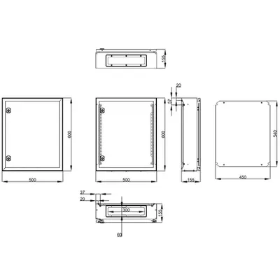 Cofret metal o usa IP65 600x500x155 mm