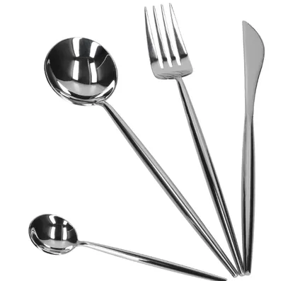 Set tacamuri 24 piese stil portughez otel inoxidabil culoare ARGINTIU