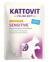 KATTOVIT Feline Diet Sensitive hrana umeda dietetica pentru pisici cu alergii alimentare, pui si curcan 85 g