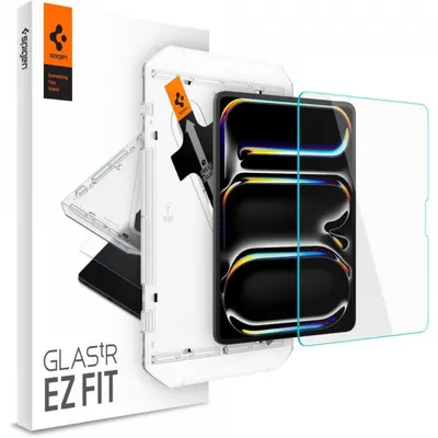 Folie de protectie Ecran Spigen GlastR EZ FIT pentru Apple iPad Pro 13 (2024), Sticla Securizata, Full Glue AGL07793