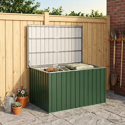 vidaXL Ladă de depozitare pentru grădină, verde, 149 x 99 x 93 cm