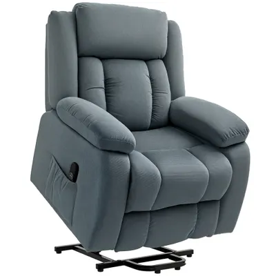 HOMCOM Fotoliu cu ajutor la ridicare din material textil moale, Fotoliu recliner cu telecomandă și buzunare laterale, Gri | Aosom Romania