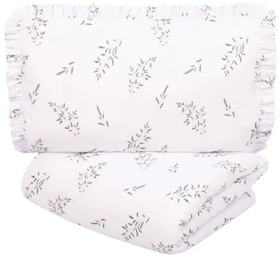 Set de lenjerie de pat pentru bebeluși din 2 piese Sensillo - Crenguțe verzi, 100 х 135 cm