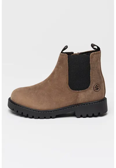 Ghete Chelsea de piele intoarsa cu fermoar River - Maro camel