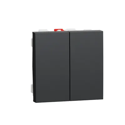 Buton dublu, New Unica, 1-pole 2-way, 10AX, 2 module, terminal fara suruburi, vopsit, IP4X, antracit