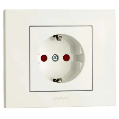 Priza Schuko cu Protectie Copii ST Grano Ovivo OV00028, 16A, 250V, IP20, Nat alb