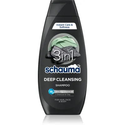 Schwarzkopf Schauma MEN șampon cu ingrediente active de cărbune pe fata , corp si par 400 ml