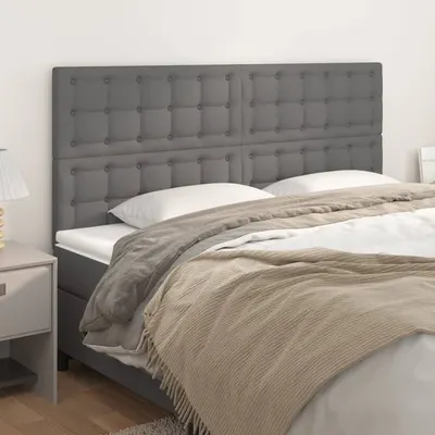 vidaXL Tăblie de pat gri 160x5x118/128 cm piele ecologică