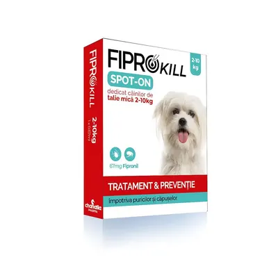 Pipete Antiparazitare Caini 2-10 kg Fiprokill Dog S 67 mg, Deparazitare Externa, 3 Pipete