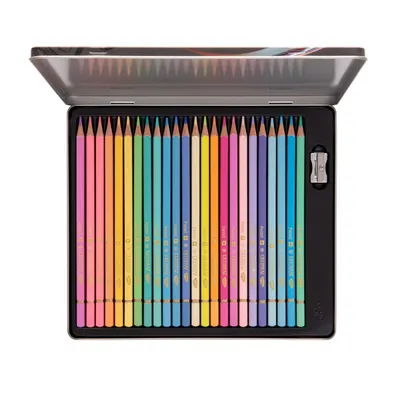 Creioane colorate, 24buc/set, culori pastel, cutie metalica, Daco