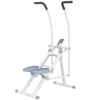 SPORTNOW Stepper pentru scări pliabil climber/stairmaster pentru exerciții acasă pedale reglabile ecran LCD 85x80x142cm alb | Aosom Romania