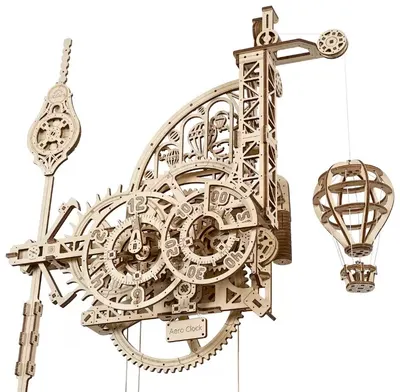 Puzzle 3D din lemn Ugears din 320 piese - Ceas de perete cu pendul
