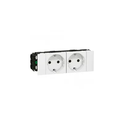 Double priza Mosaic - 2 x 2P+E - pentru capac flexibil snap-on DLP trunking - alb