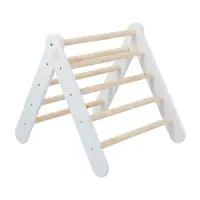 Triunghi Pikler de cățărat alb din lemn de pin 60x60x60 cm Montessori – Meowbaby