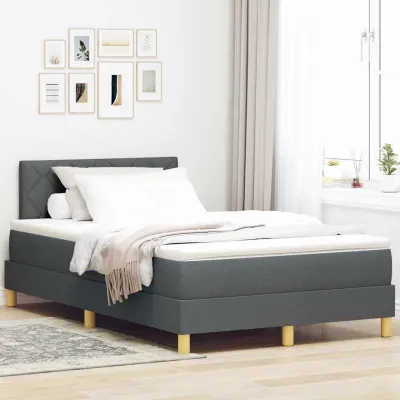 vidaXL Pat cu arcuri cu pernă Manual Gri închis 120 x 200 cm țesătură