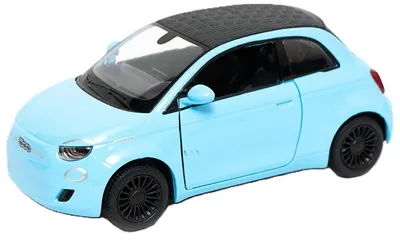 Mașinuță metalică Kinsmart - Fiat 500e, 1:28, albastru