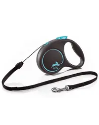 FLEXI Black Design lesa automata cu franghie pentru caini, negru cu albastru, marimea S, 5 m