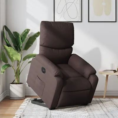 vidaXL Fotoliu electric rabatabil cu ridicare, maro închis, textil