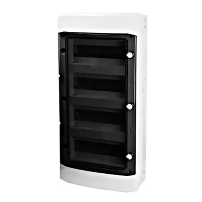 Dulap distrib. apl. IP65, 48UH, 4 rând. cu uşă transparentă