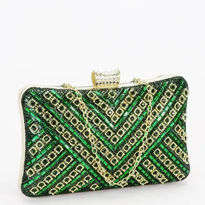 Geanta clutch verde cu model 3d BYH-87900 06