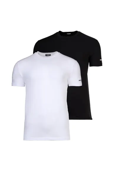 Set de tricouri cu decolteu la baza gatului - 2 piese - Alb/Negru