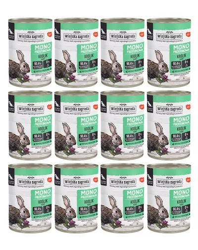 WIEJSKA ZAGRODA Hrană umedă monoproteică cu iepure pentru câini 12x400 g