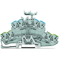 4-conductor double deck terminal block; Ground conductor/through terminal block; PE/N; with marker carrier; Blue conductor entry upper deck; for DIN-rail 35 x 15 and 35 x 7.5; 2.5 mm²; Push-in CAGE CLAMP®; 2,50 mm²; gray
