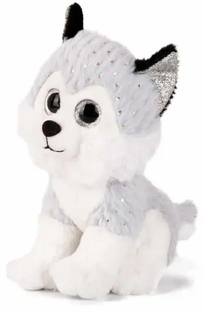 Jucărie de pluș Amek Toys - Husky cu urechi strălucitoare, 19 cm