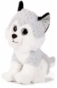 Jucărie de pluș Amek Toys - Husky cu urechi strălucitoare, 19 cm