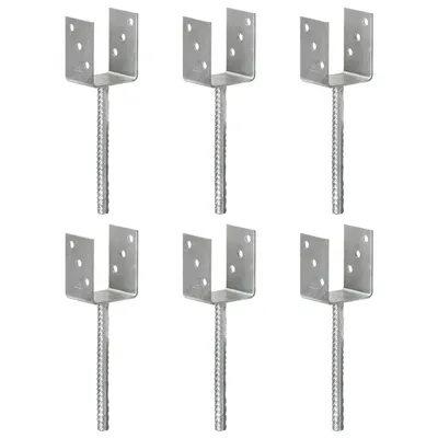 vidaXL Ancore de gard, 6 buc., argintiu, 8x6x30 cm, oțel galvanizat