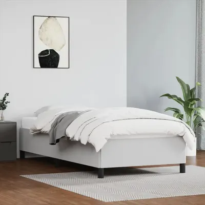 vidaXL Cadru de pat fără saltea, alb, 90x190 cm, piele ecologică