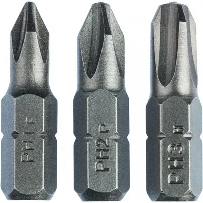 Set 3 biti pentru insurubare, Bosch 2609255964, PH 1 - 2 - 3, 25 mm