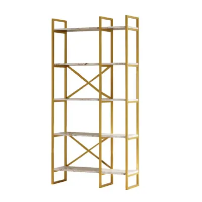 Raft VG4-GE, alb + auriu, 87,5x30x175 cm