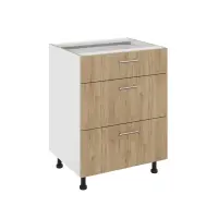 Corp Baza Karo, 3 Sertare, Lemn Natural/Alb, 60 x 50 x 80 cm