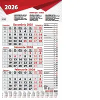 Calendar de perete triptic planner 2026. 12 file