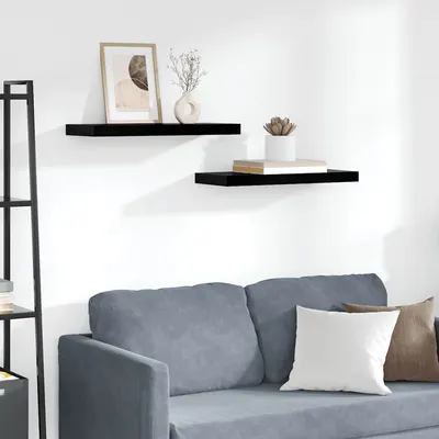 vidaXL Rafturi de perete 2 buc. negru extralucios, 60x23,5x3,8 cm, MDF