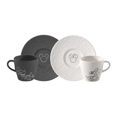 Set 2 cesti cu farfurii MANROCK MICKEY, 160 ml