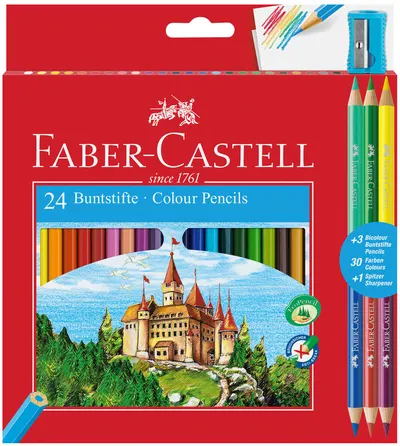 Set creioane colorate Faber-Castell - Castel, 24+6 culori + ascutitoare