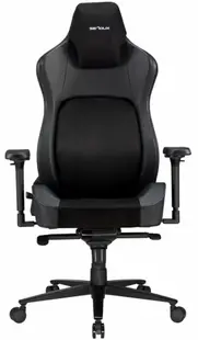 Scaun Gaming SERIOUX Prime, Piele + Material Textil, Reglabil pe Înălțime, Spătar 135°, max 150 kg, negru