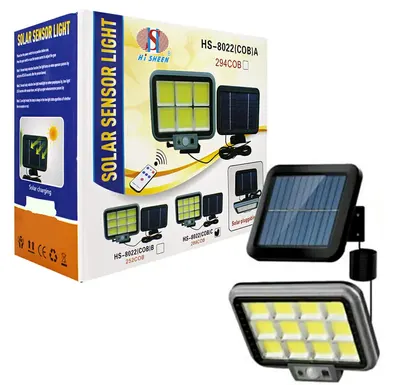 Proiector solar 288LED, 50W, senzor de miscare, HS-8022 telecomanda, 3 moduri de iluminare