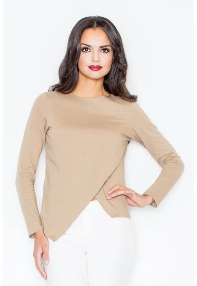 Bluza dama - Asimetrica - Poliester/Elastan/Viscoza - Crem
