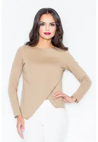 Bluza dama - Asimetrica - Poliester/Elastan/Viscoza - Crem -
